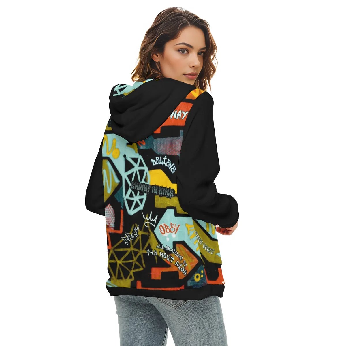 GRAFFITI GOD Borg Fleece Half Zip Hoodie