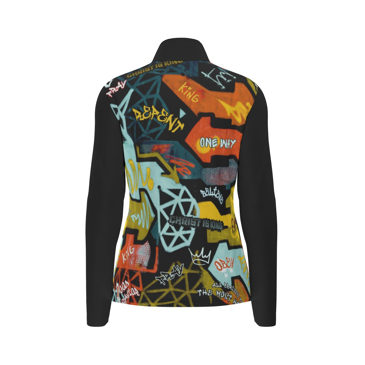 Women's GRAFFITI GOD Sports Collar Long Sleeve Jersey Shirt