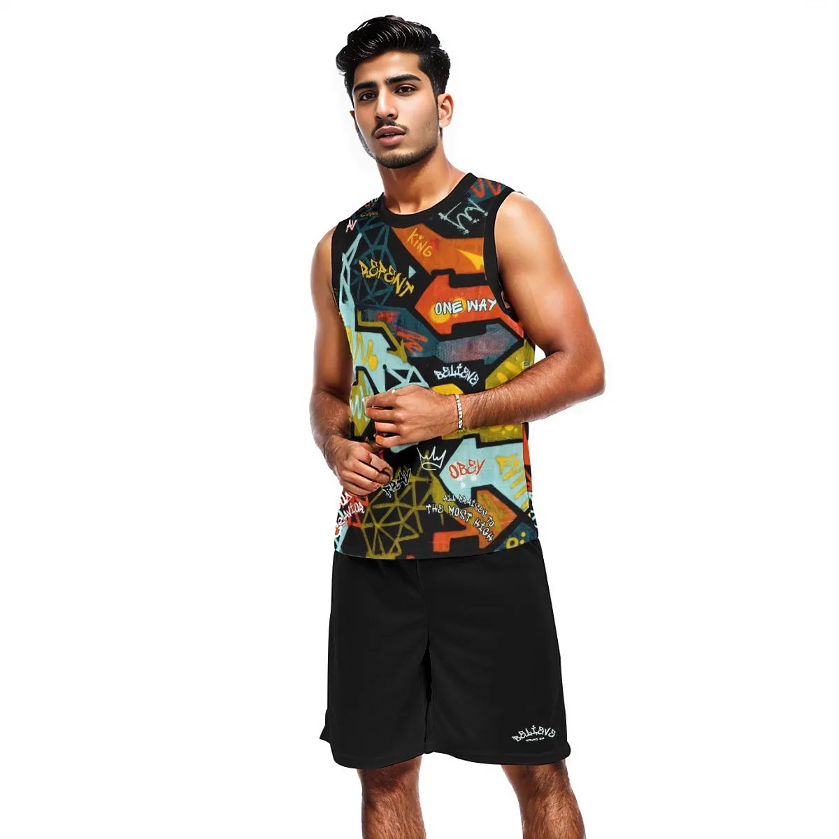 GRAFFITI GOD Sleeveless Basketball Shirt and Short Set