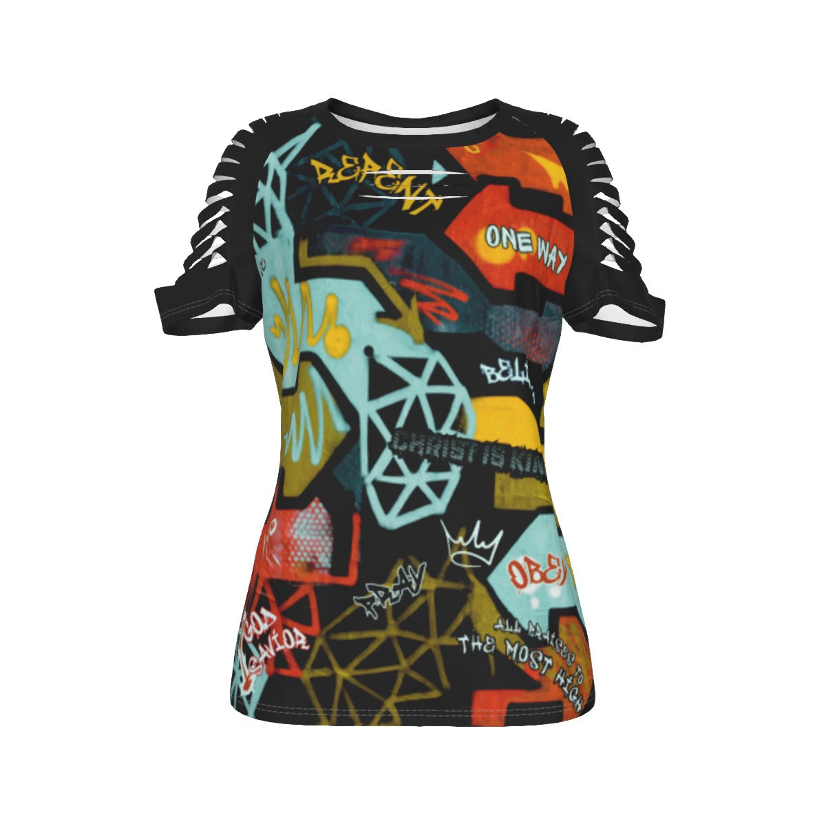 GRAFFITI GOD Slit Sleeve T Shirt