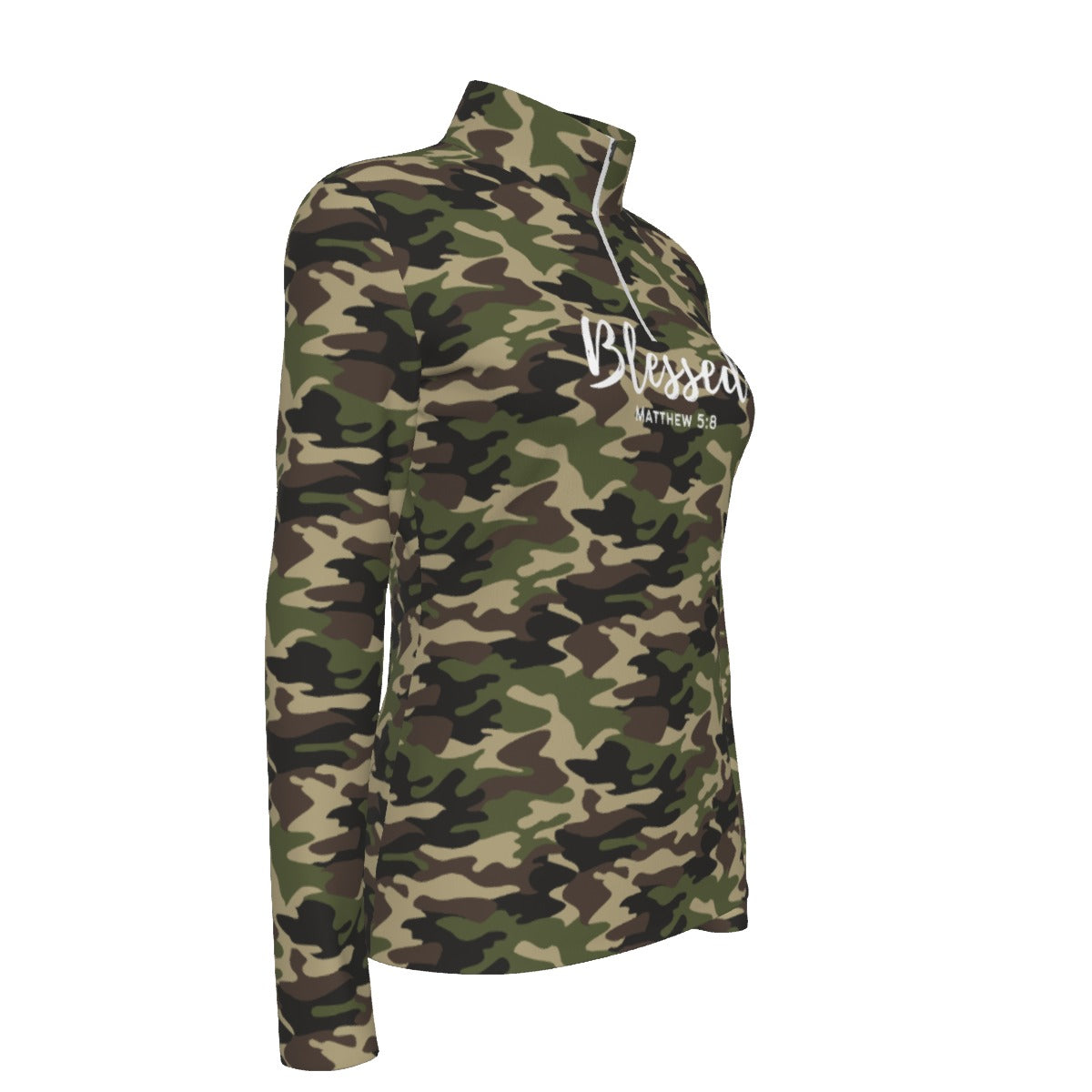 Women's BLESSED Camouflage Collar Long Sleeve Jersey Shirt