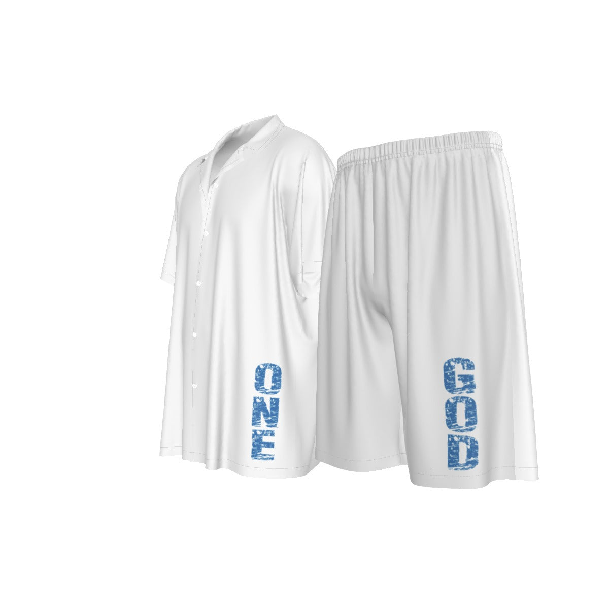 ONE GOD - White and Blue Shirt and Short Set