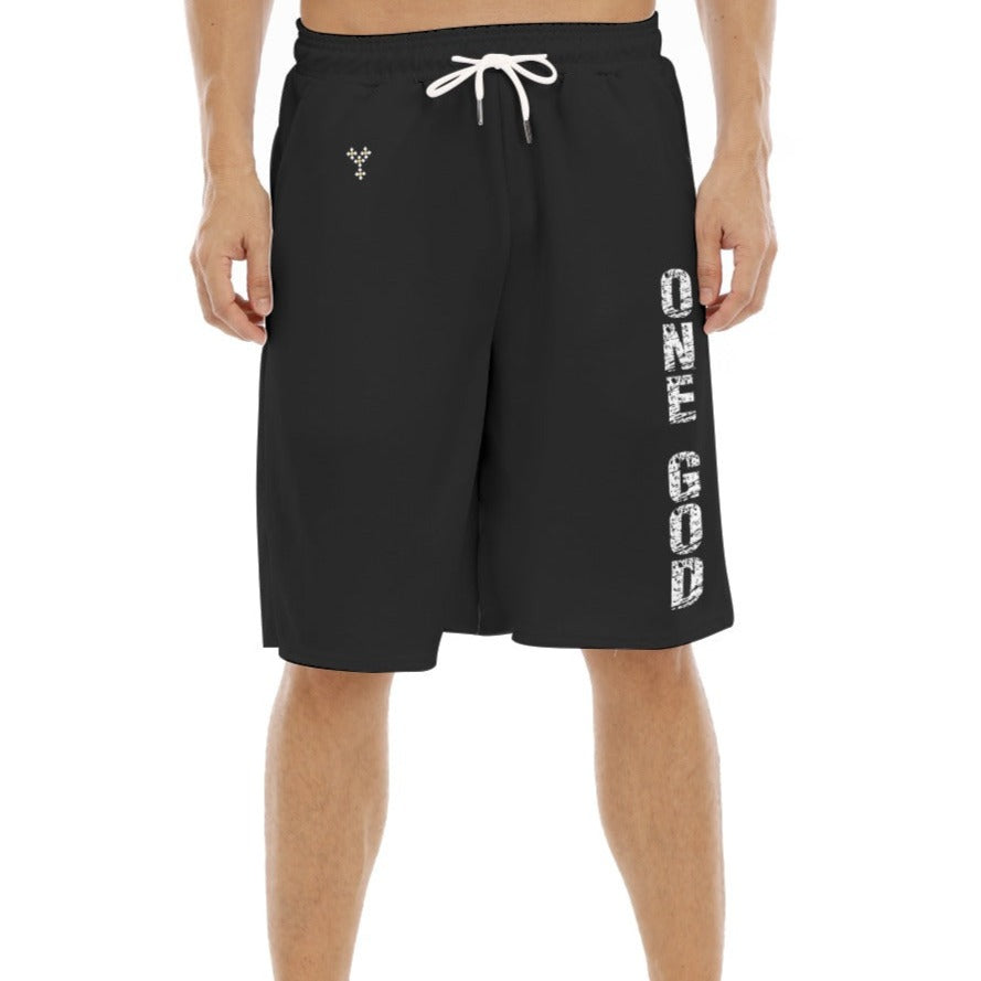 ONE GOD Black Loose Basketball Shorts with Drawstrings