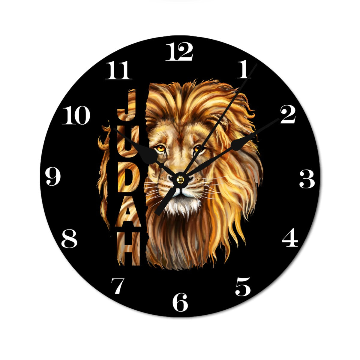 JUDAH LION Print Round Shape Wood Clock