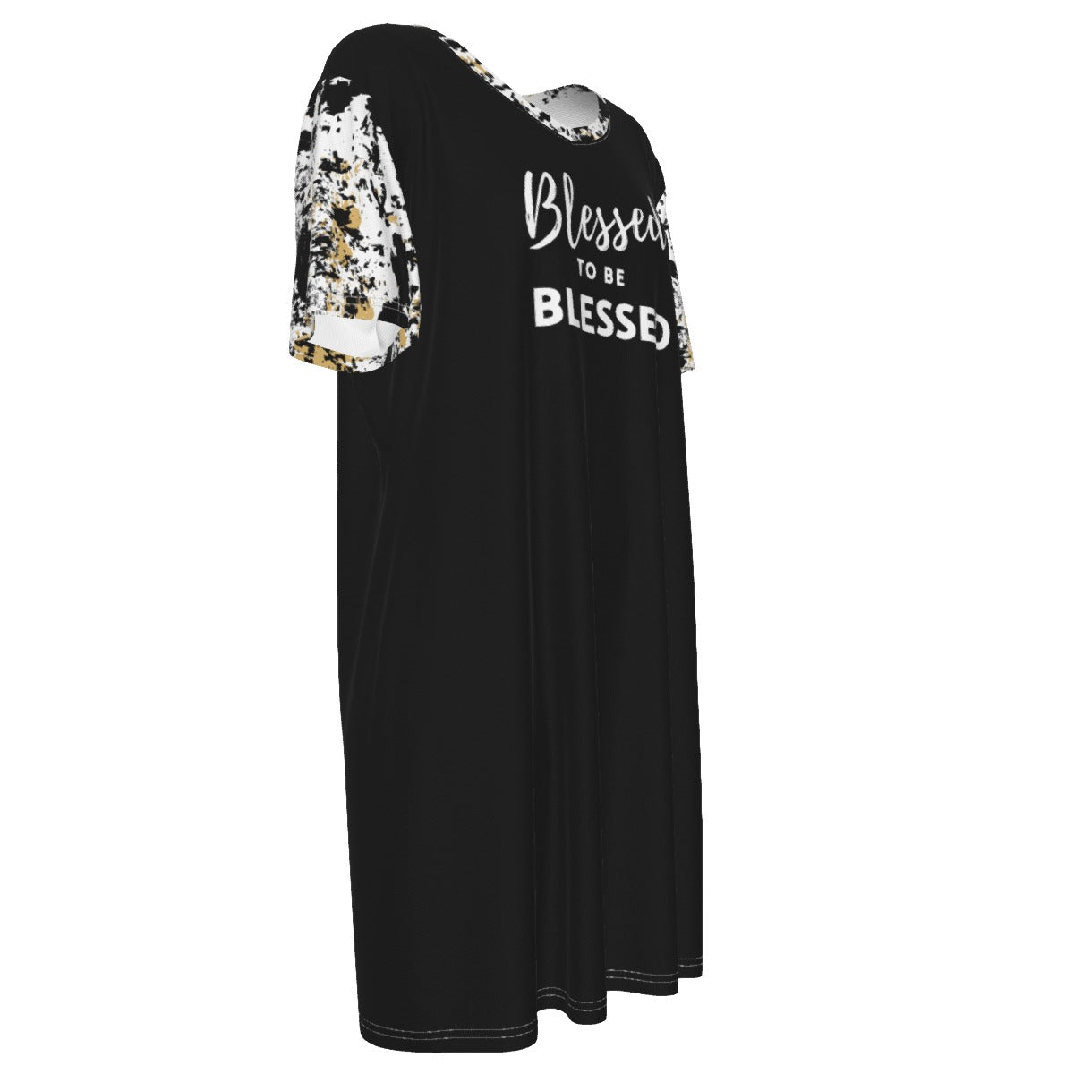 BLESSED TO BE BLESSED Tie Dye Pattern Casual Cotton Dress