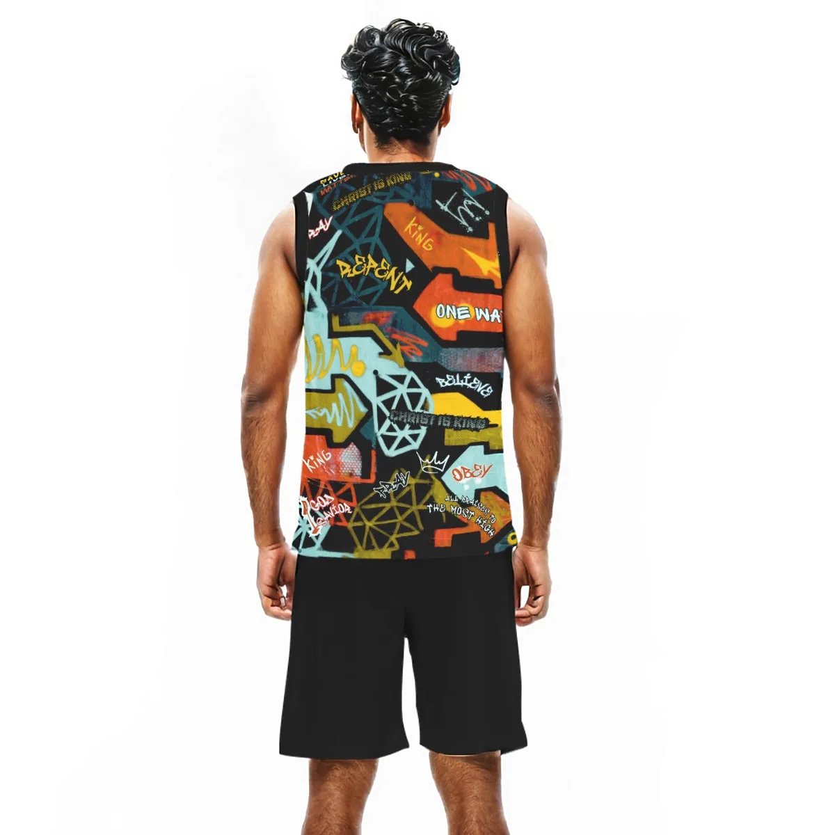 GRAFFITI GOD Sleeveless Basketball Shirt and Short Set