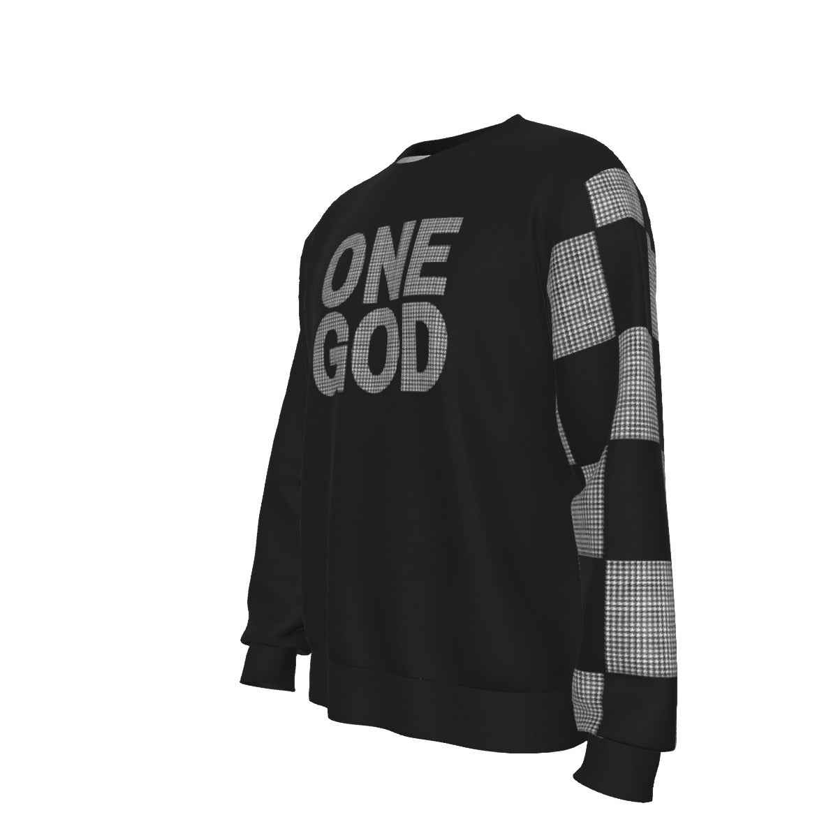 ONE GOD Thick Houndstooth Checkered Plaid Print Sweater