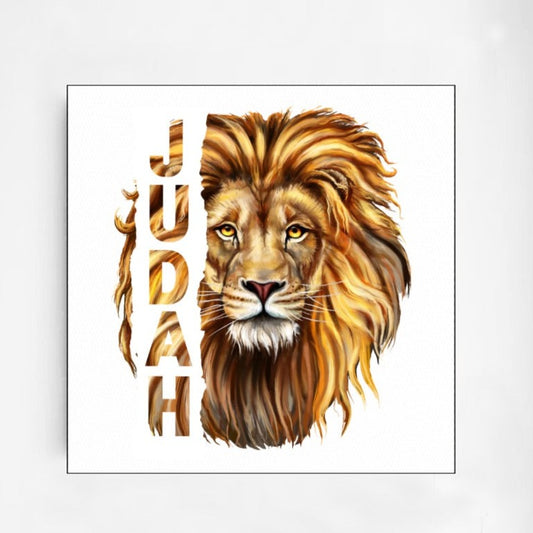 JUDAH LION White Framed Square Wall Mural Art