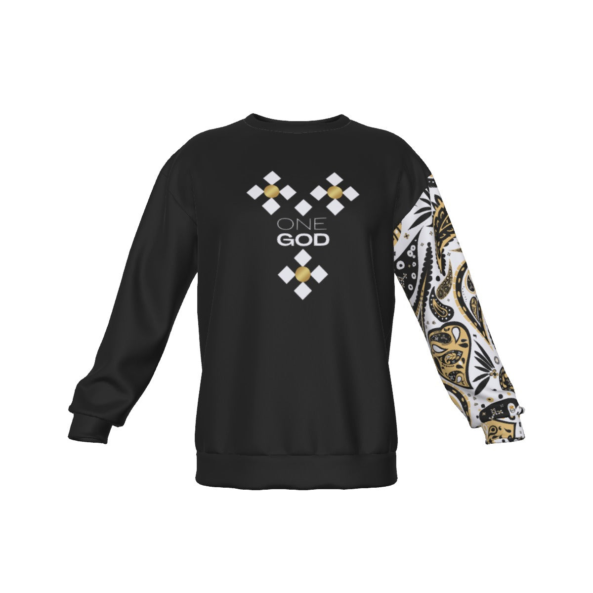 ONE GOD Praise Him Paisley Sleeve Round Neck Long Sleeve Lightweight Sweatshirt