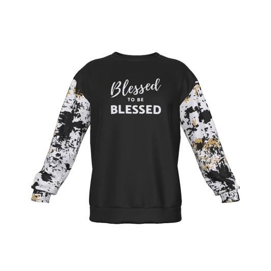 BLESSED TO BE BLESSED Paint Splatter Print Sleeve Sweatshirt