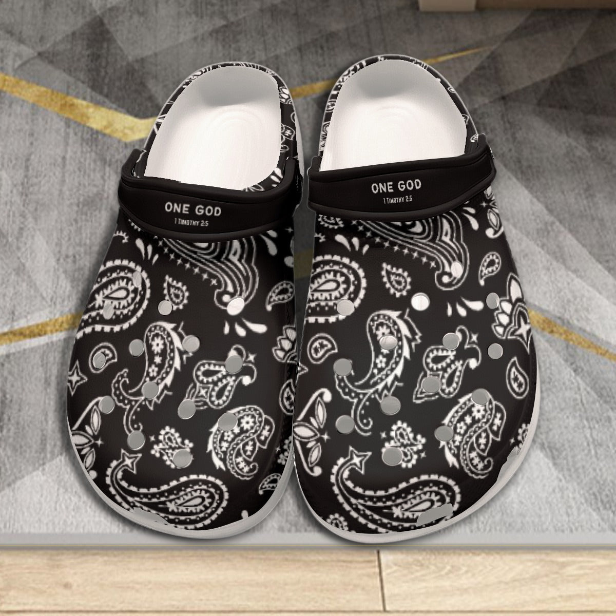 Women's ONE GOD Paisley Black Clogs