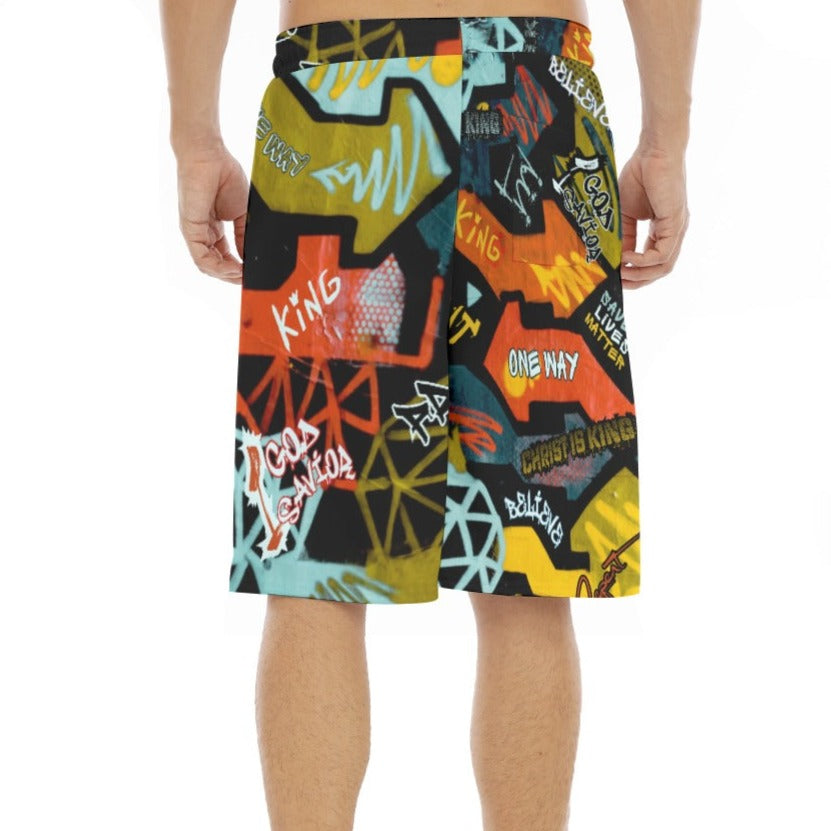 GRAFFITI GOD Loose Basketball Shorts with Drawstrings