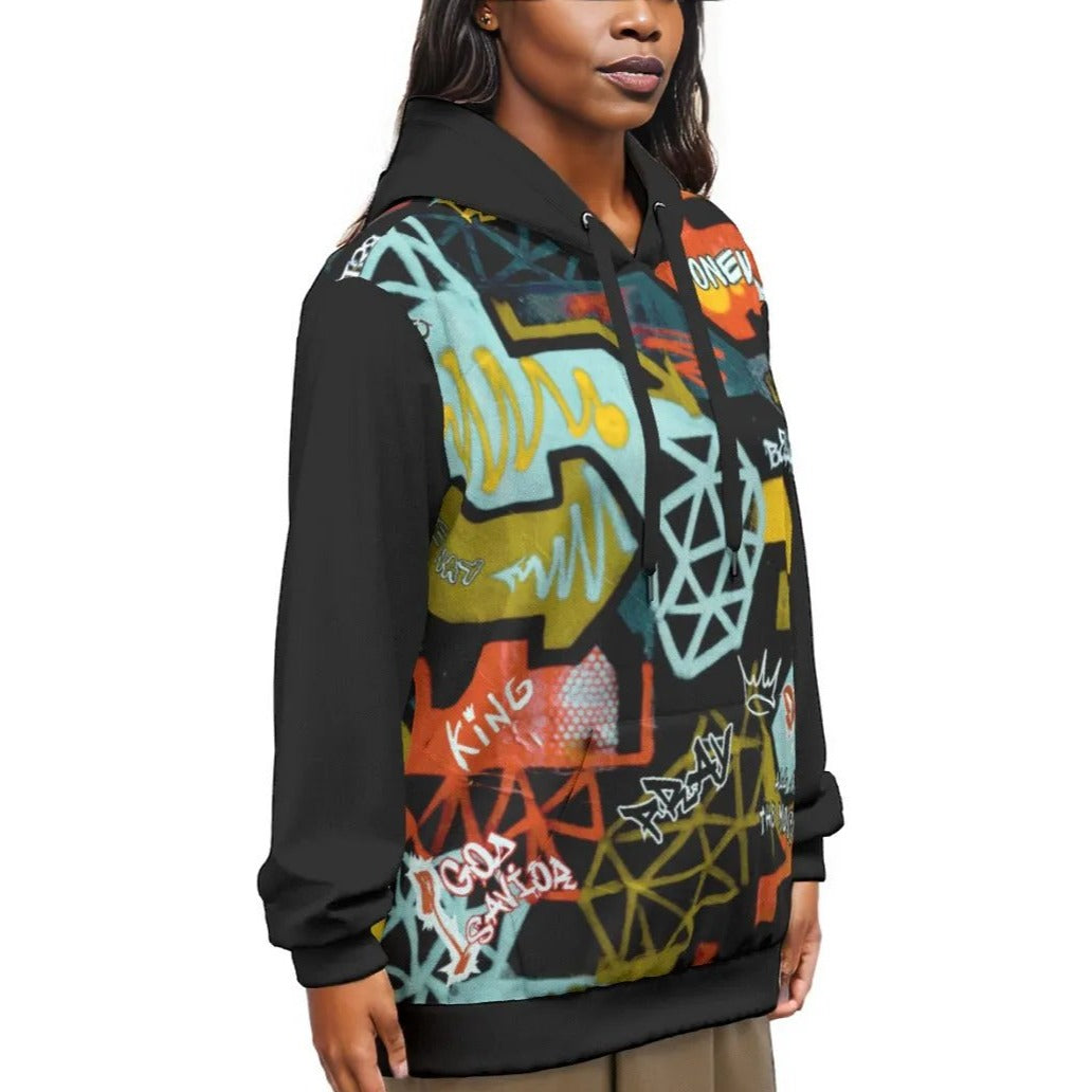 GRAFFITI GOD Unisex Black Sleeve Pullover Cotton Hoodie