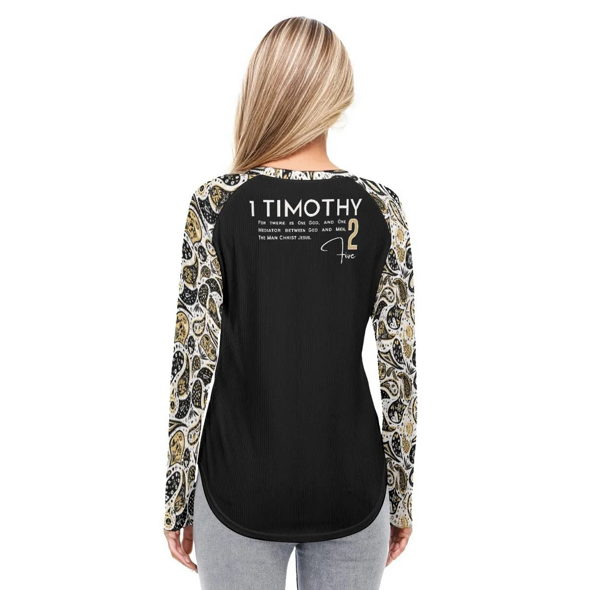 ONE GOD 1 Timothy 2:5 Scripture Paisley Long Sleeve Shirt