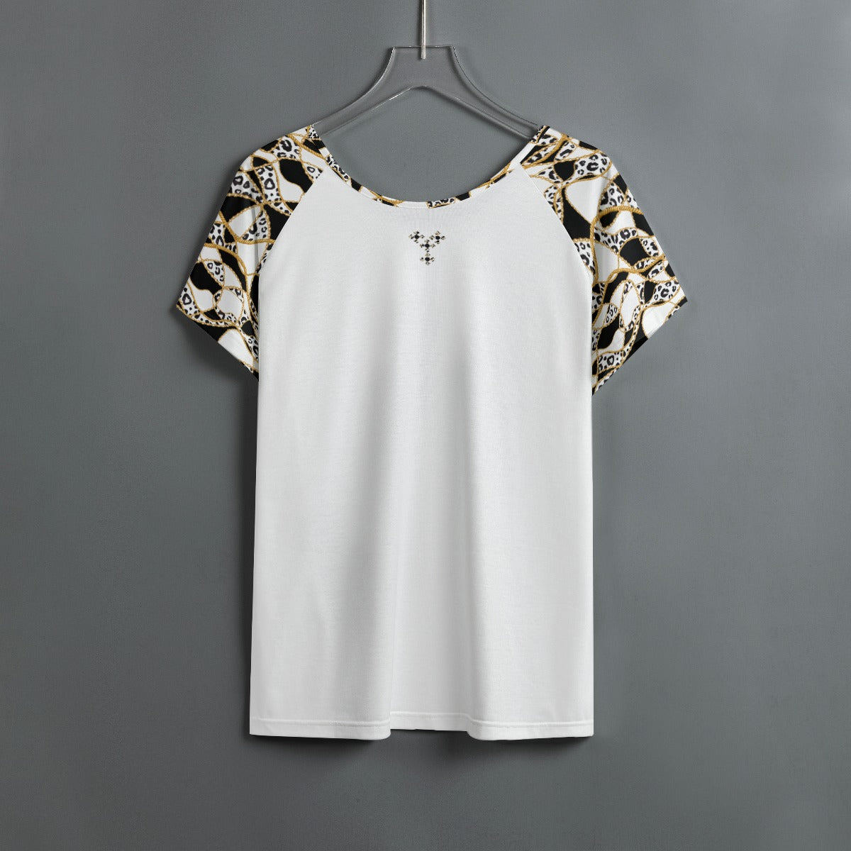 FAITH Black and White Leopard Chain Print Round Neck Shirt