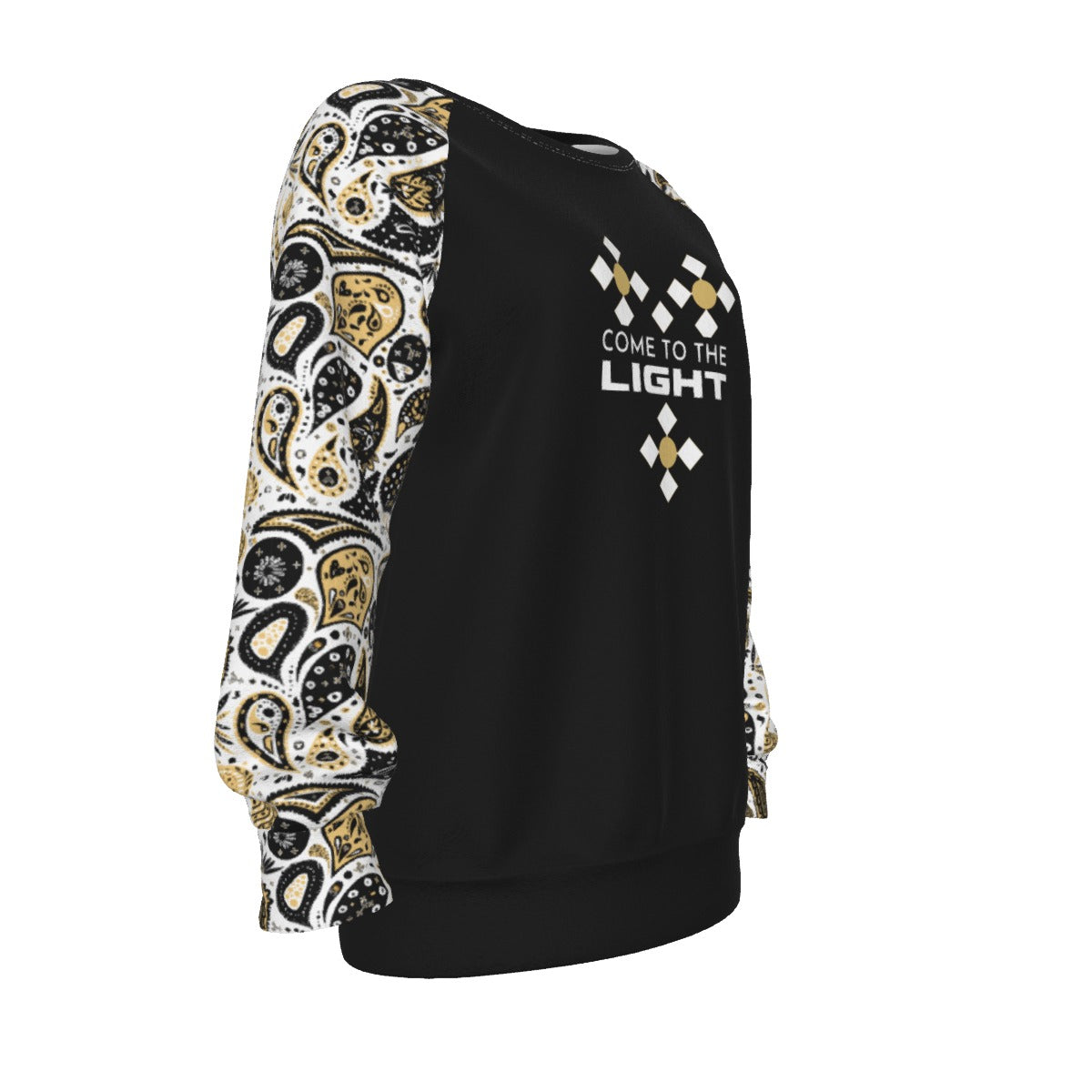 COME TO THE LIGHT Black Paisley Sleeve Sweatshirt