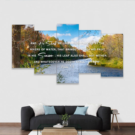 Psalm 1:3 Framed Five Piece Canvas Wall Mural Set