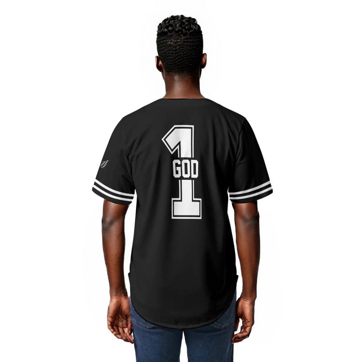 LA LORD ALMIGHTY Revelation 1:8  1 GOD Black Baseball Jersey