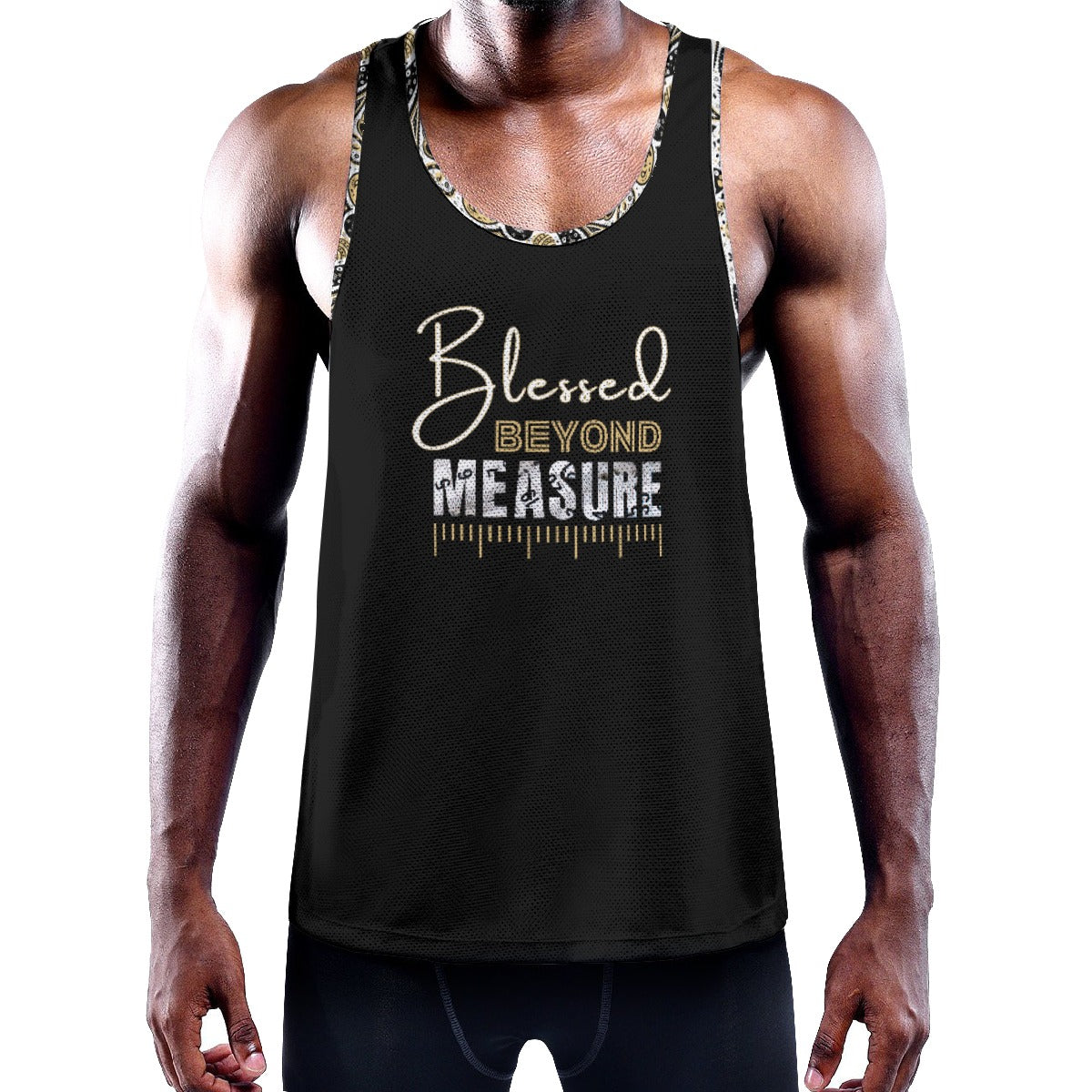 BLESSED BEYOND MEASURE Y Back Paisley Collar Muscle Tank Top