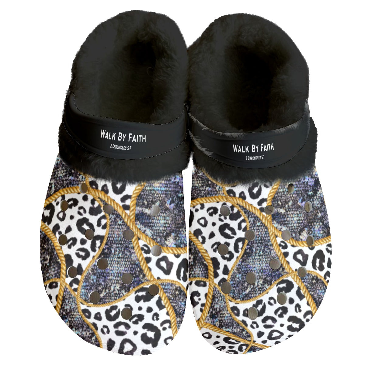 Women's WALK BY FAITH Leopard Print Fleece Clogs