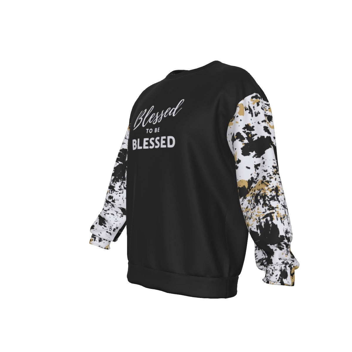 BLESSED TO BE BLESSED Paint Splatter Print Sleeve Sweatshirt