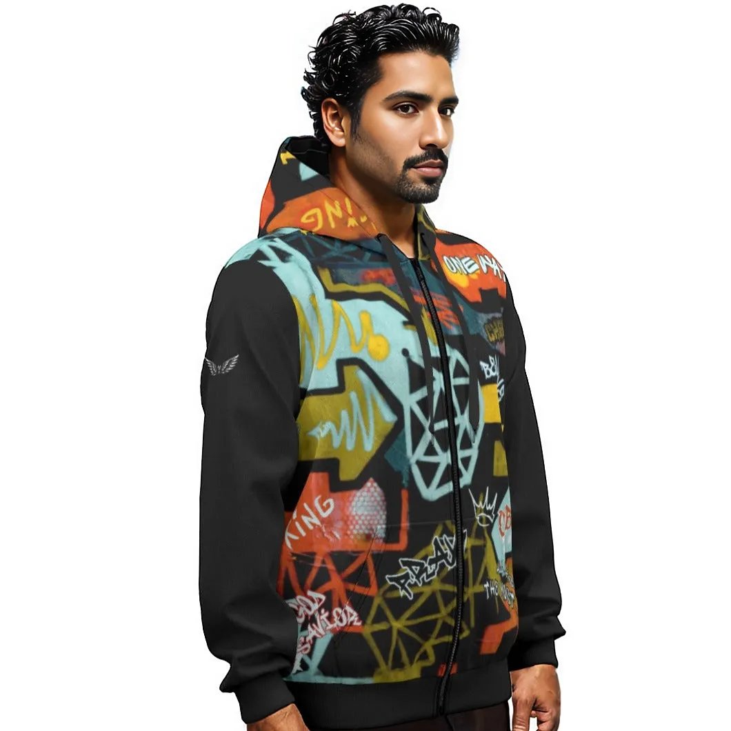 GRAFFITI GOD Cotton Pullover Zipper Hoodie