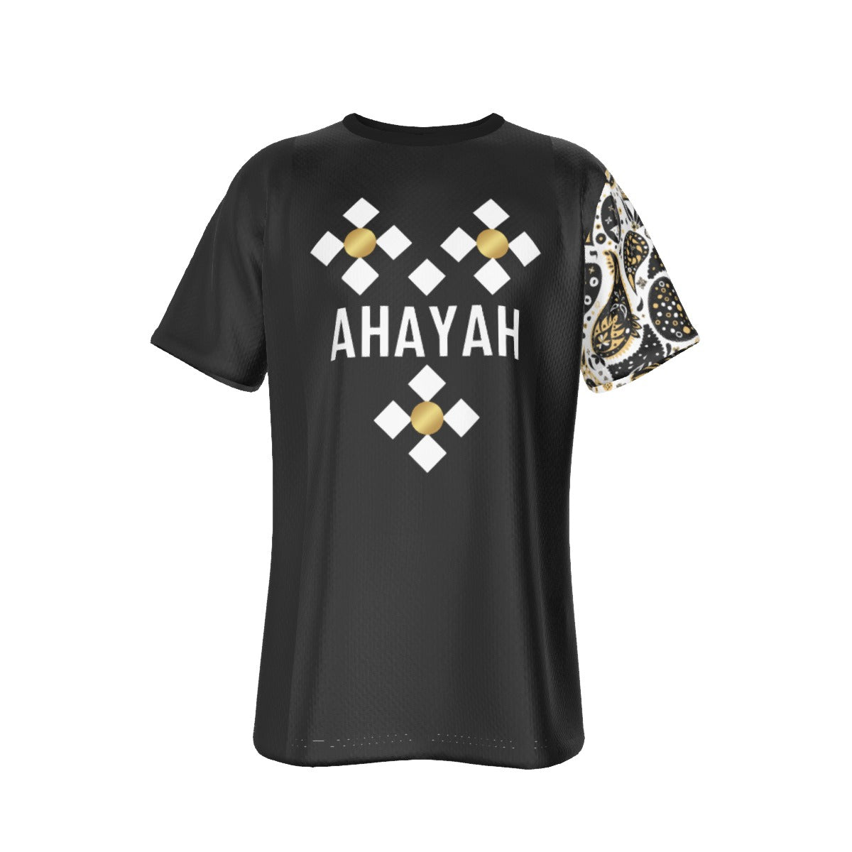 AHAYAH - I AM THAT I AM - Exodus 3:14 Scripture Paisley Sleeve Black Jersey T Shirt