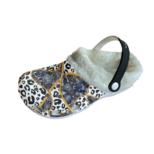 Women's WALK BY FAITH Leopard Print Fleece Clogs