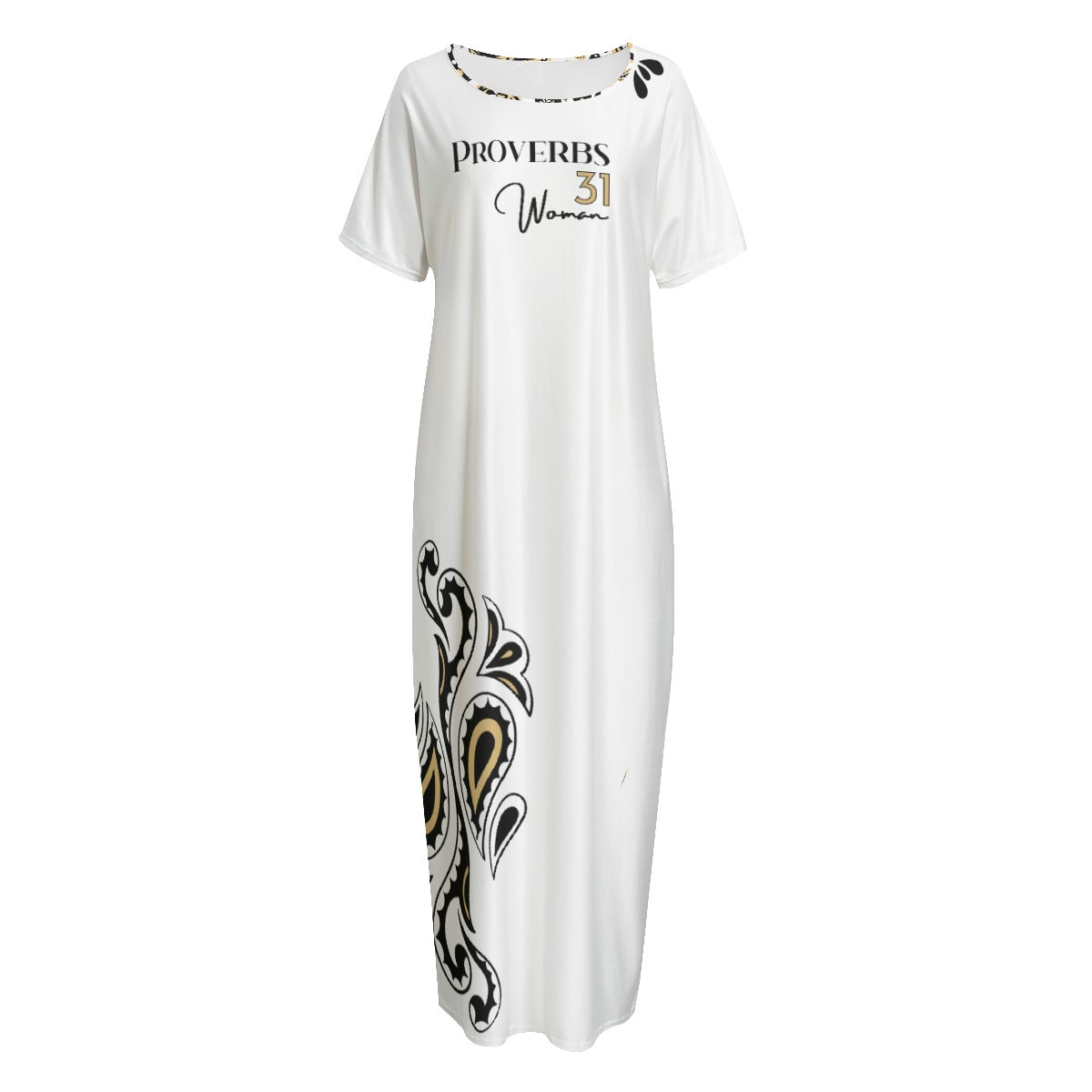 PROVERBS 31 WOMAN Paisley Long Gown Dress With Pockets