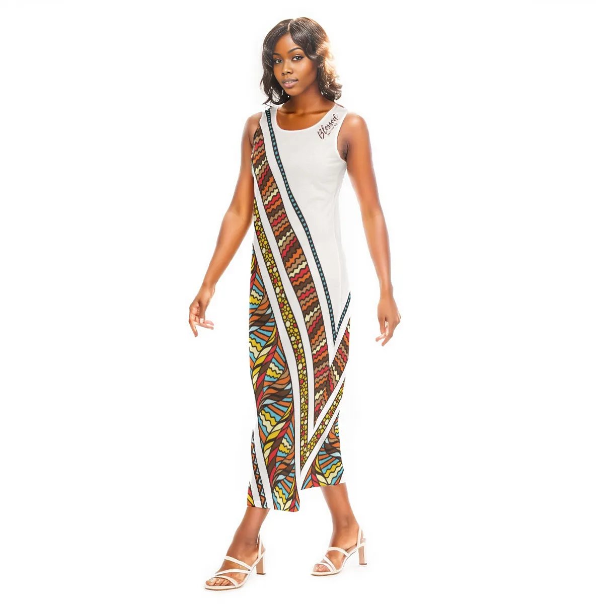 BLESSED Multicolor Pattern Tank Top Long Dress