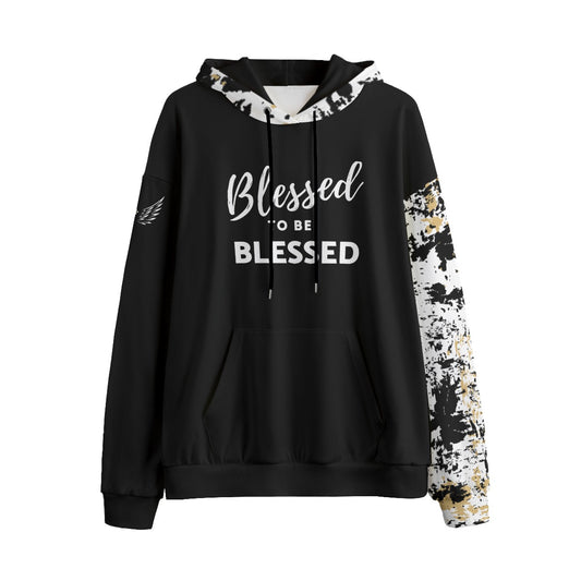 BLESSED TO BE BLESSED Splatter Paint Print Fleece Pullover Hoodie