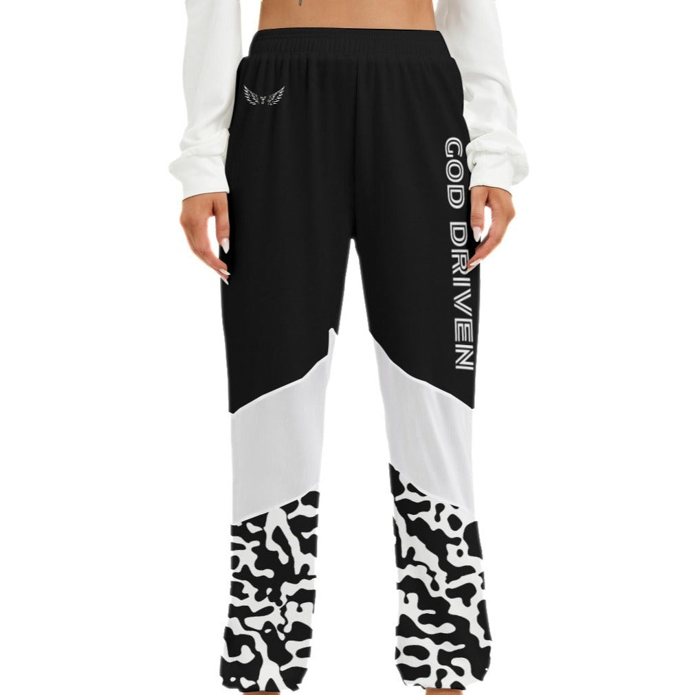 GOD DRIVEN  Black and White Camouflage Print Mesh Pants