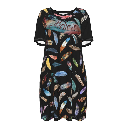 BELIEVE John 3:16 Feather Print Dress