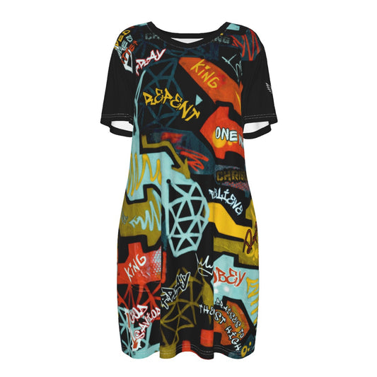 GRAFFITI GOD Print Casual Cotton Dress