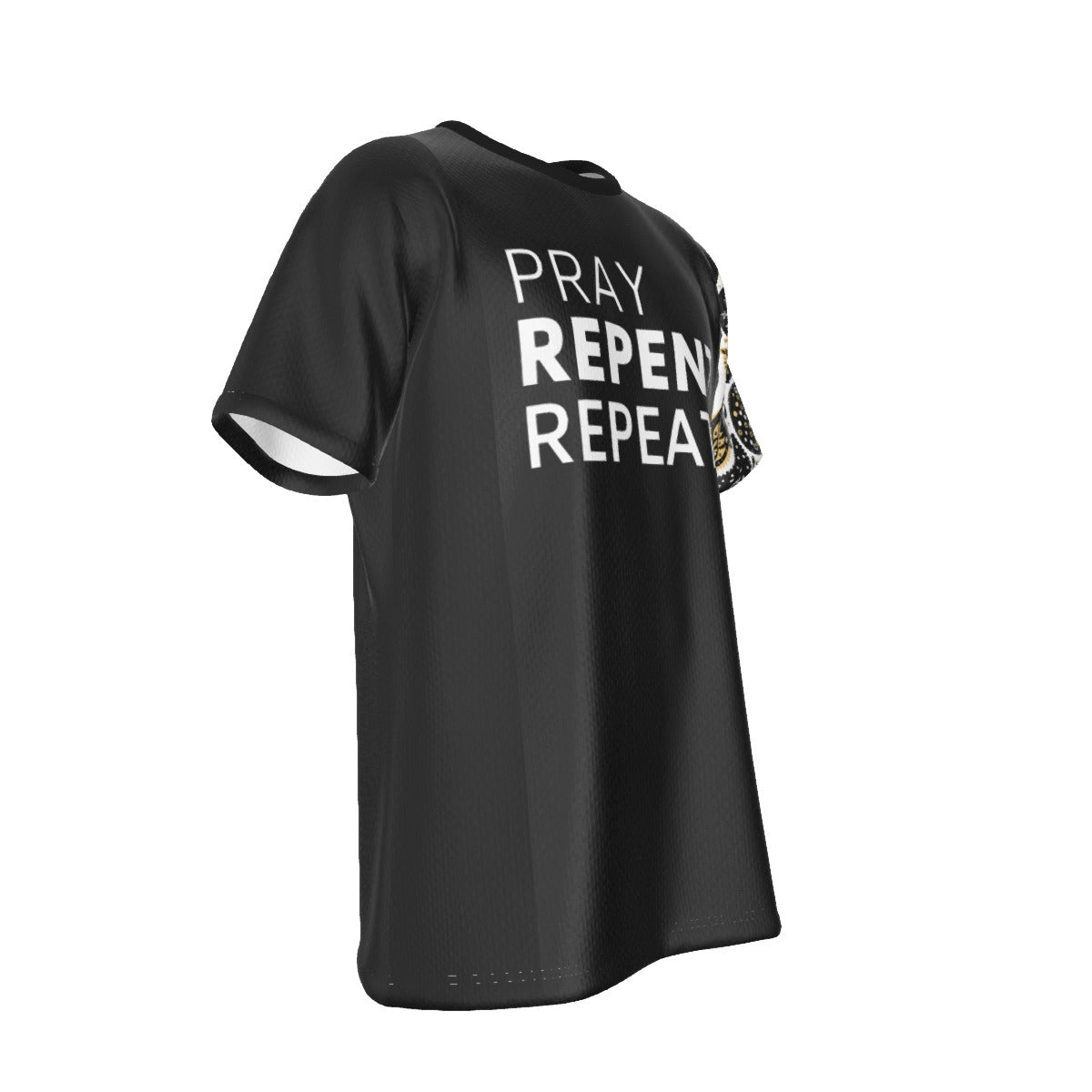 PRAY REPENT REPEAT 2 Chronicles 7:14 Paisley Sleeve Black T Shirt