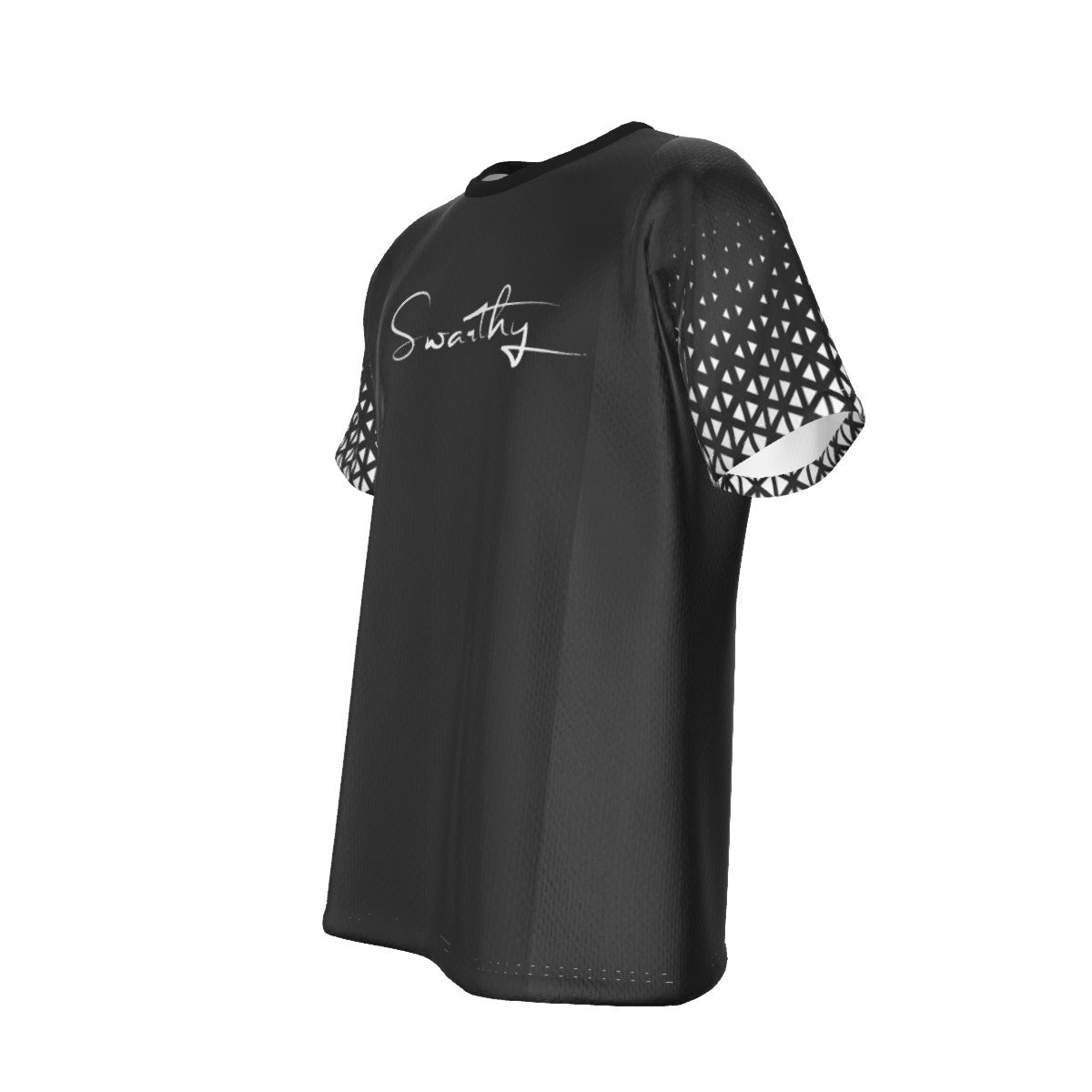 SWARTHY Black Pattern Sleeve T Shirt