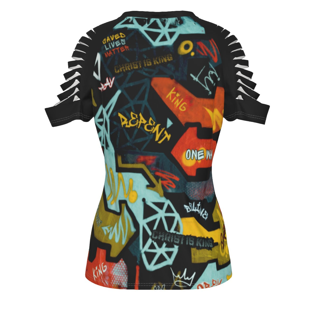 GRAFFITI GOD Slit Sleeve T Shirt