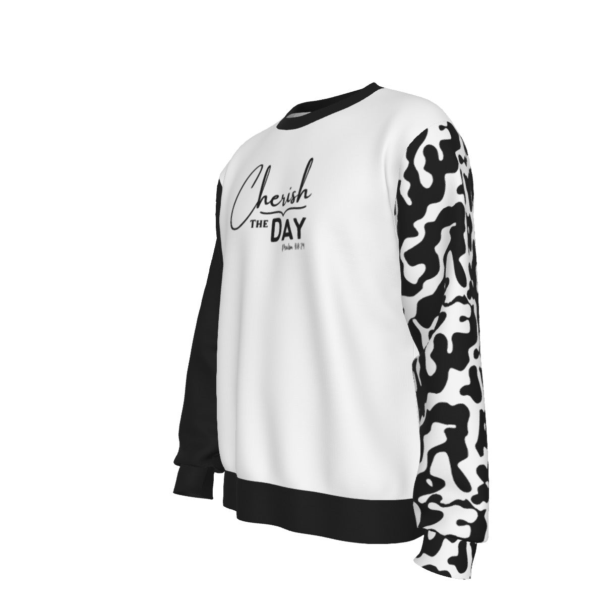 CHERISH THE DAY Black / White Camouflage Sleeve Sweater