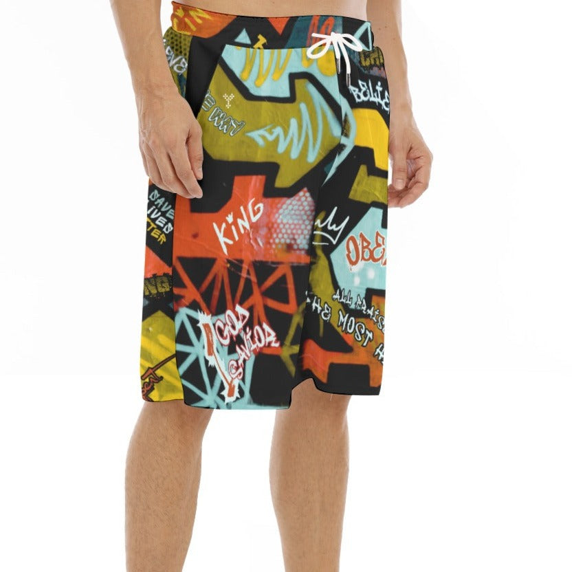 GRAFFITI GOD Loose Basketball Shorts with Drawstrings