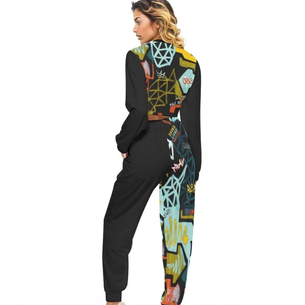 GRAFFITI GOD Crop Sweatshirt Set