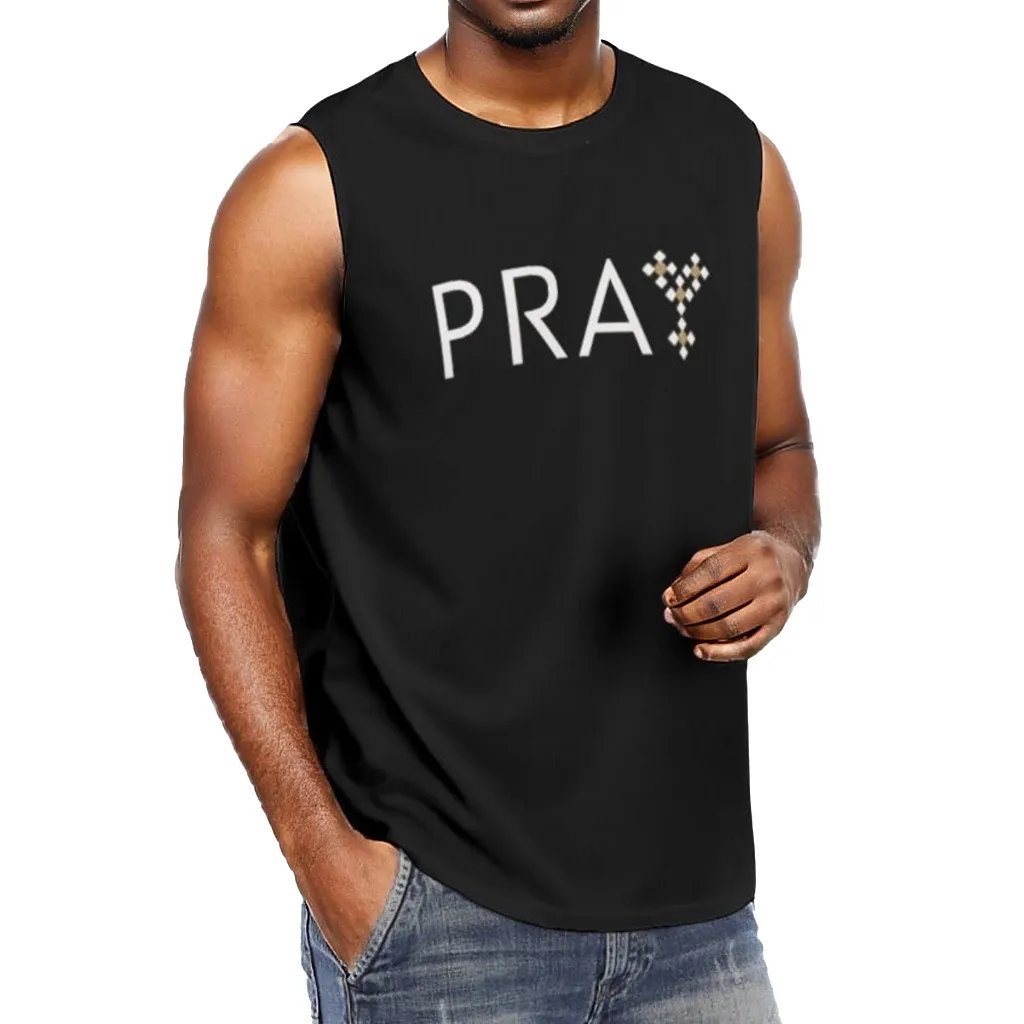 PRAY Black O Neck Sleeveless Tank Top