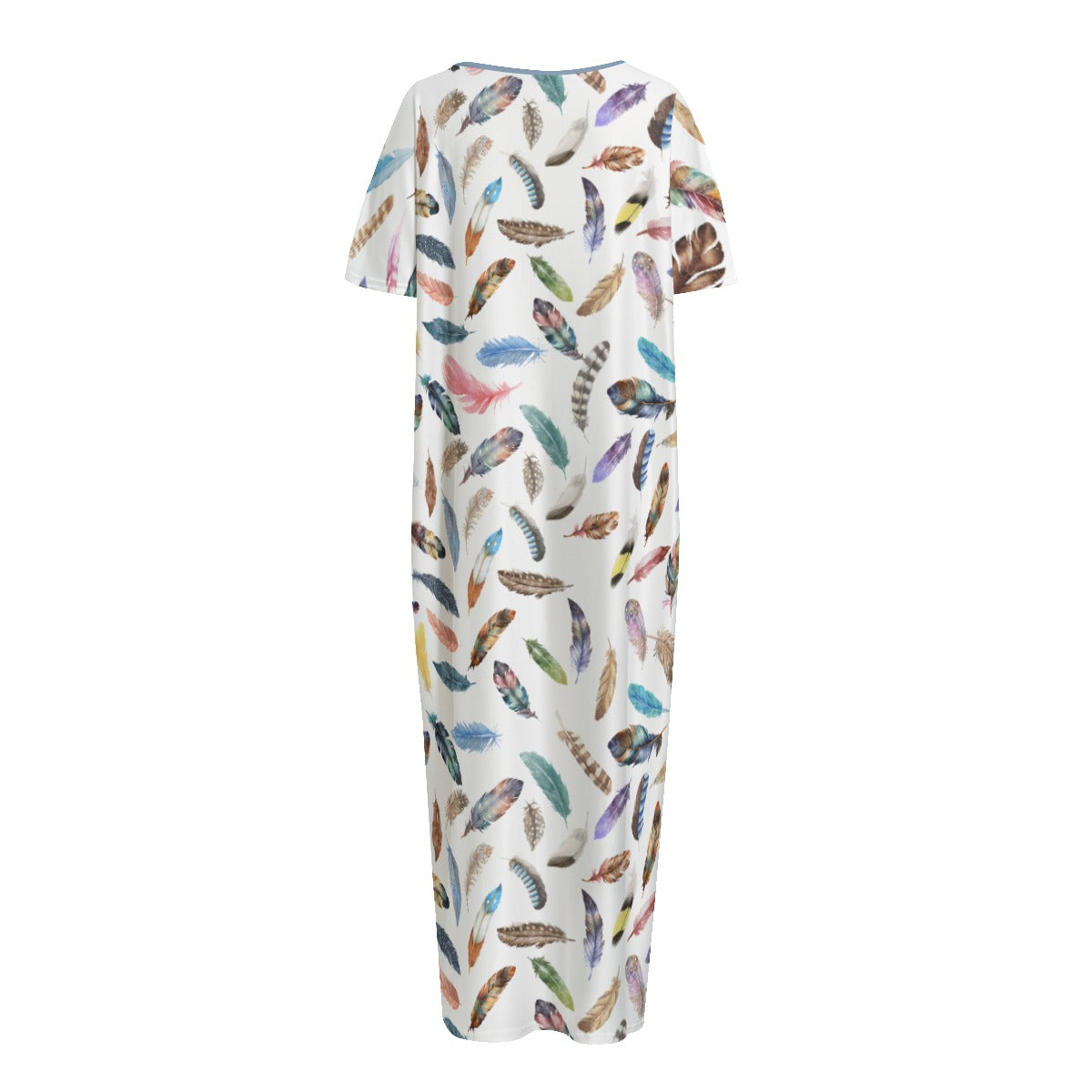 BELIEVE John 3:16 Feather Print Long Gown Dress With Pockets