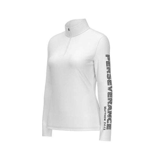 Women's PERSEVERANCE Matthew 24:13 Sleeve Sports Collar Long Sleeve Jersey Shirt