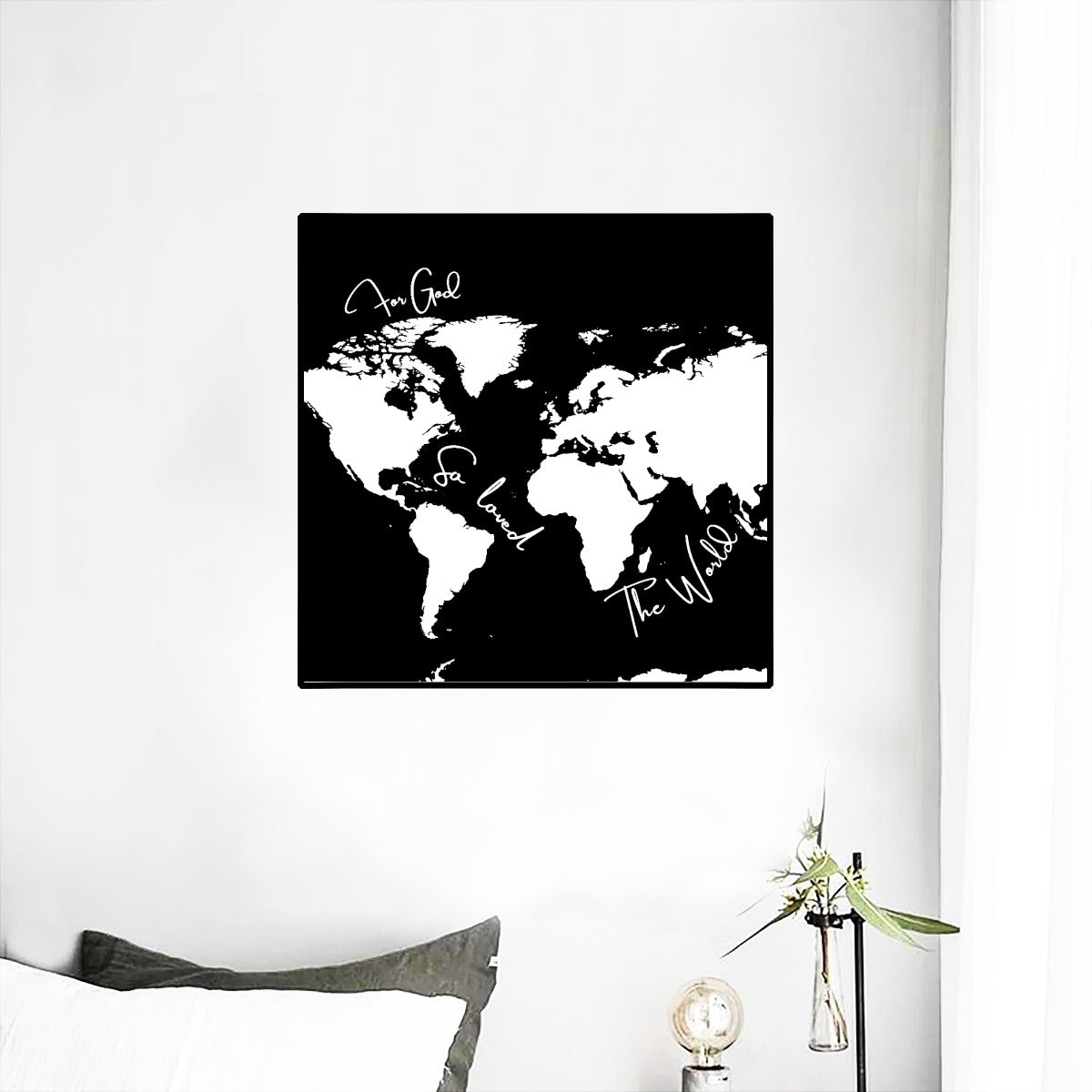 FOR GOD SO LOVED THE WORLD Black Square Frame Mural