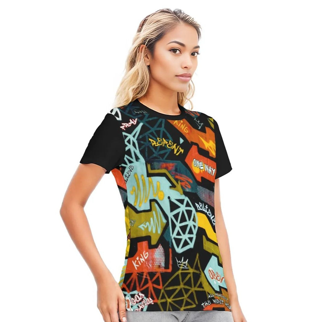 GRAFFITI GOD Round Neck Cotton T Shirt