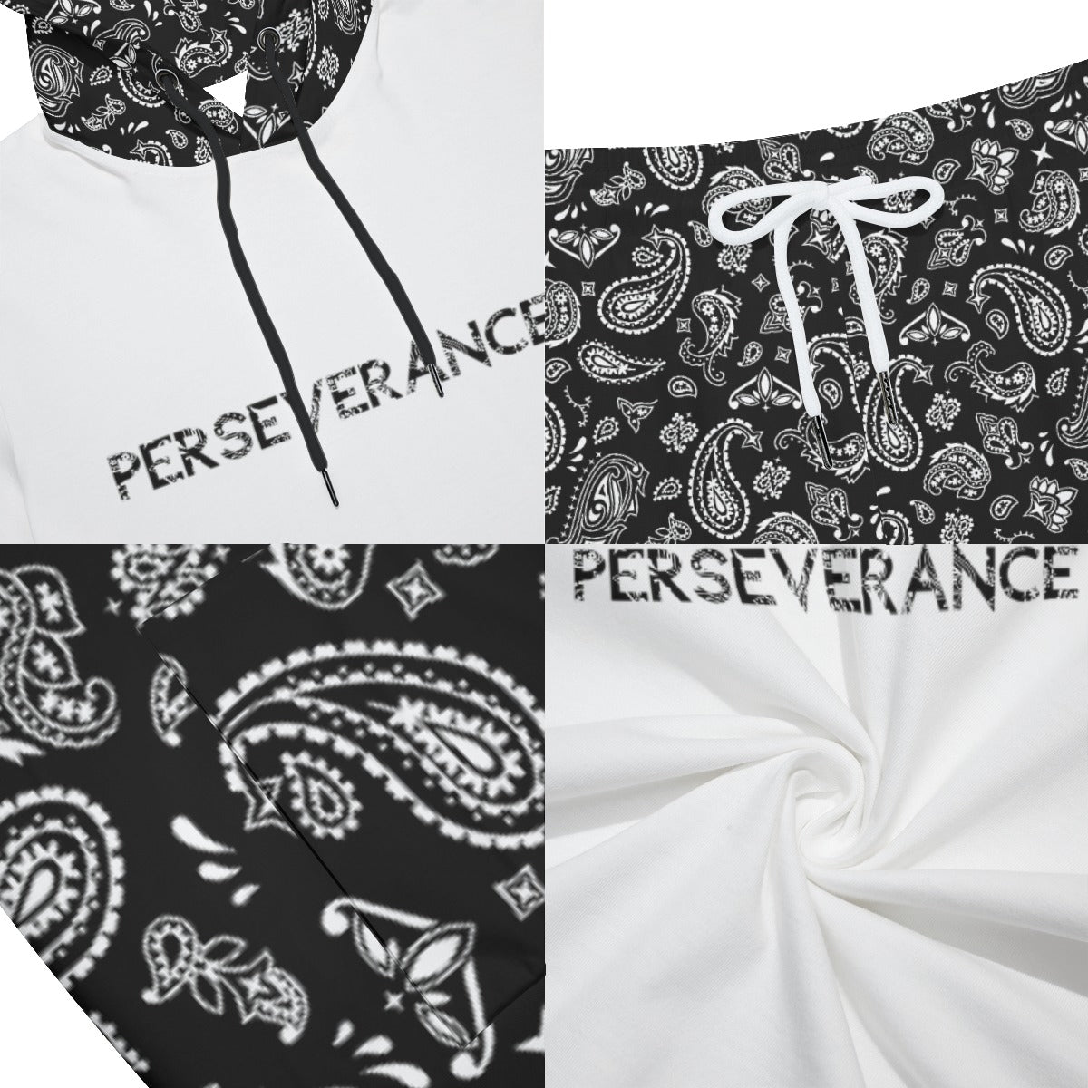 PERSEVERVANCE Paisley Print Hoodie Vest and Short Set