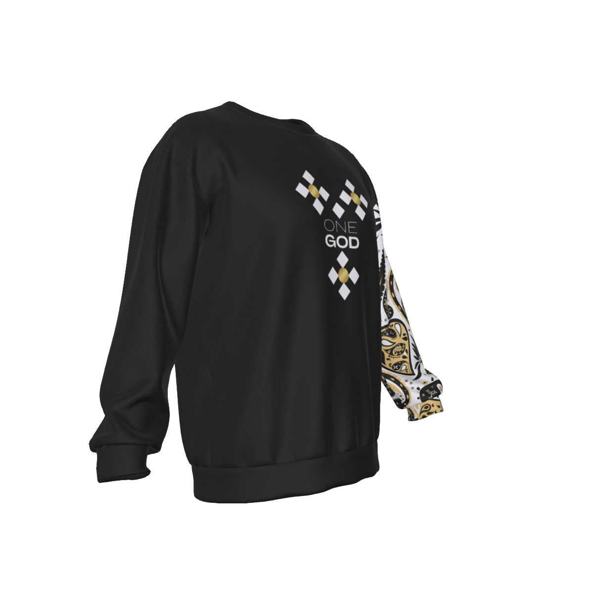 ONE GOD Praise Him Paisley Sleeve Round Neck Long Sleeve Lightweight Sweatshirt