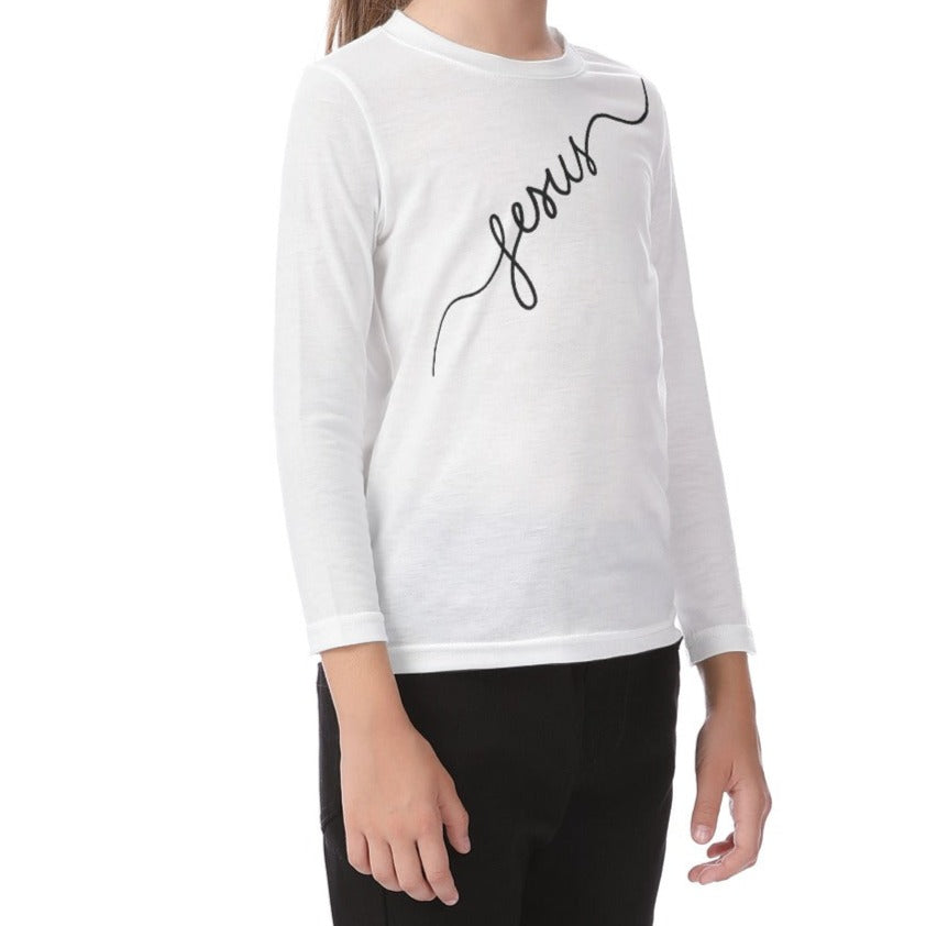 JESUS Long Sleeve Black T Shirt