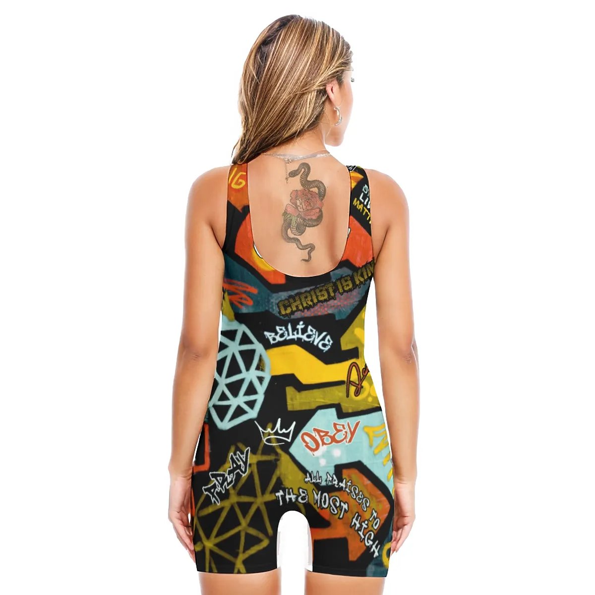 GRAFFITI GOD One Piece Short Jumpsuit / Swimsuit