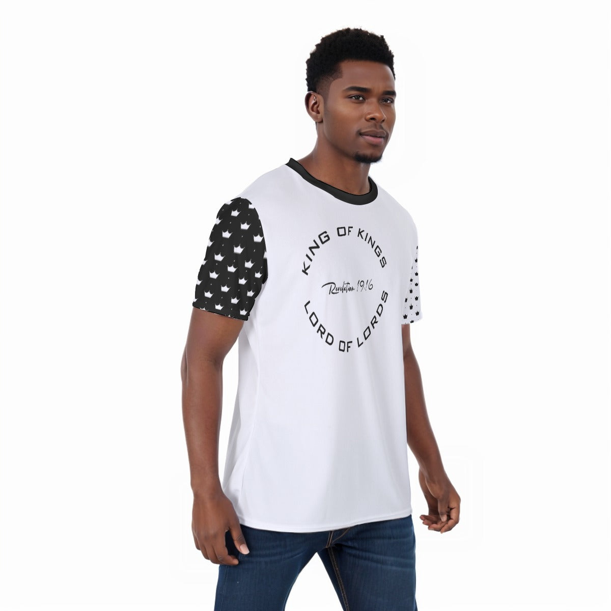 KING OF KINGS, LORD OF LORDS Revelation 19:16 Crown Print Sleeve Unisex T Shirt